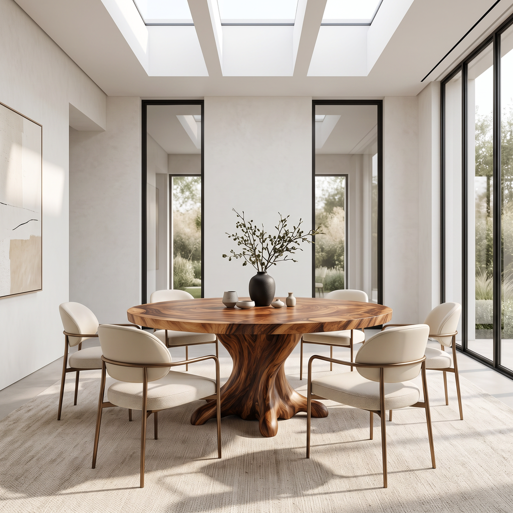 Contemporary Wooden Round Dining Table For Sophisticated Dining Room