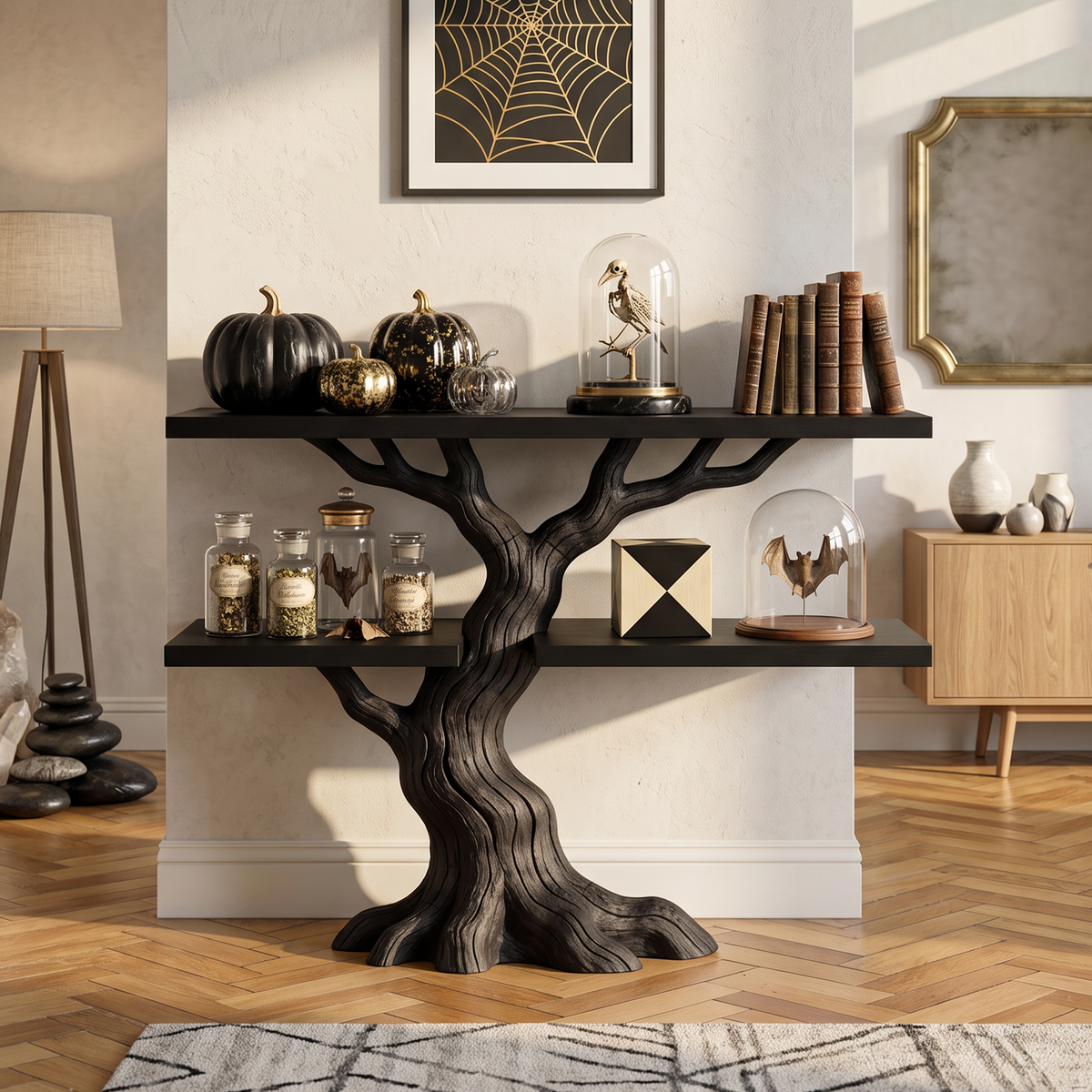 Mid Century Rooted Display Table For Gothic Halloween Furniture