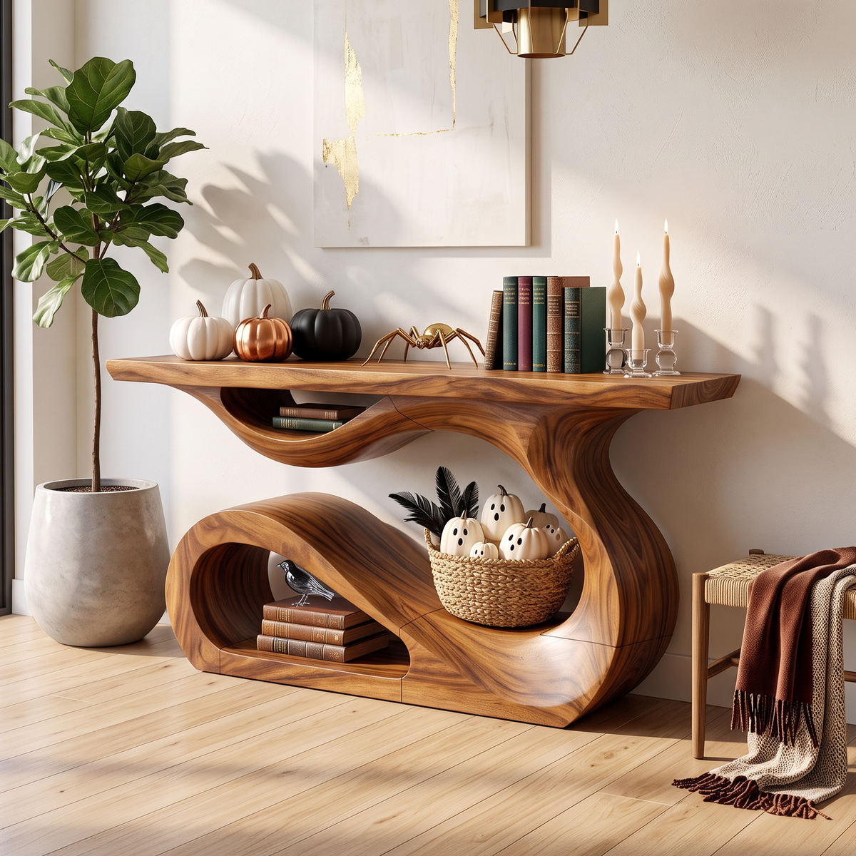 Mid Century Flowing Base Sofa Table For Halloween Furniture