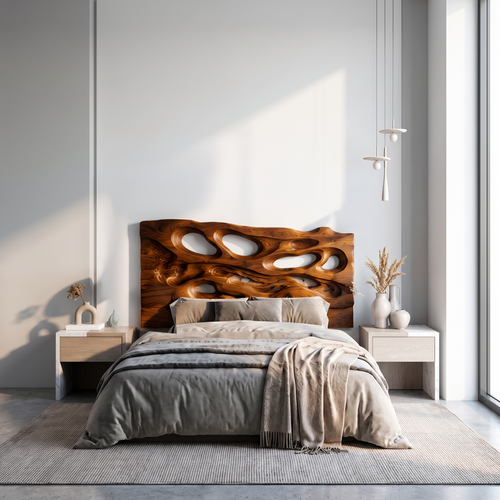 Contemporary Cutout Headboard Wooden Bed Headboard For Bedroom