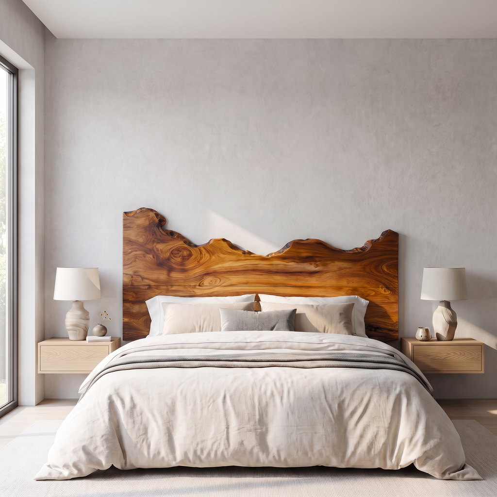 Contemporary Live Edge Wood Headboard For Bedroom