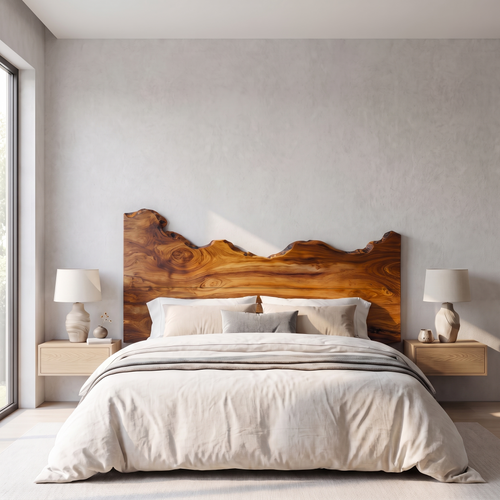 Contemporary Live Edge Wood Headboard For Bedroom