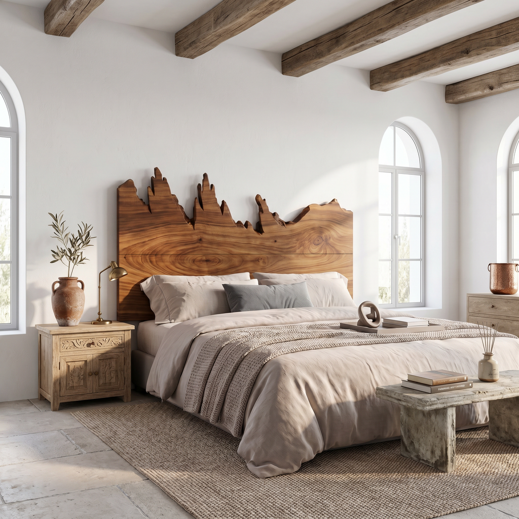 Rustic Mountain Ridge Headboard Wooden Bed Headboard For Bedroom