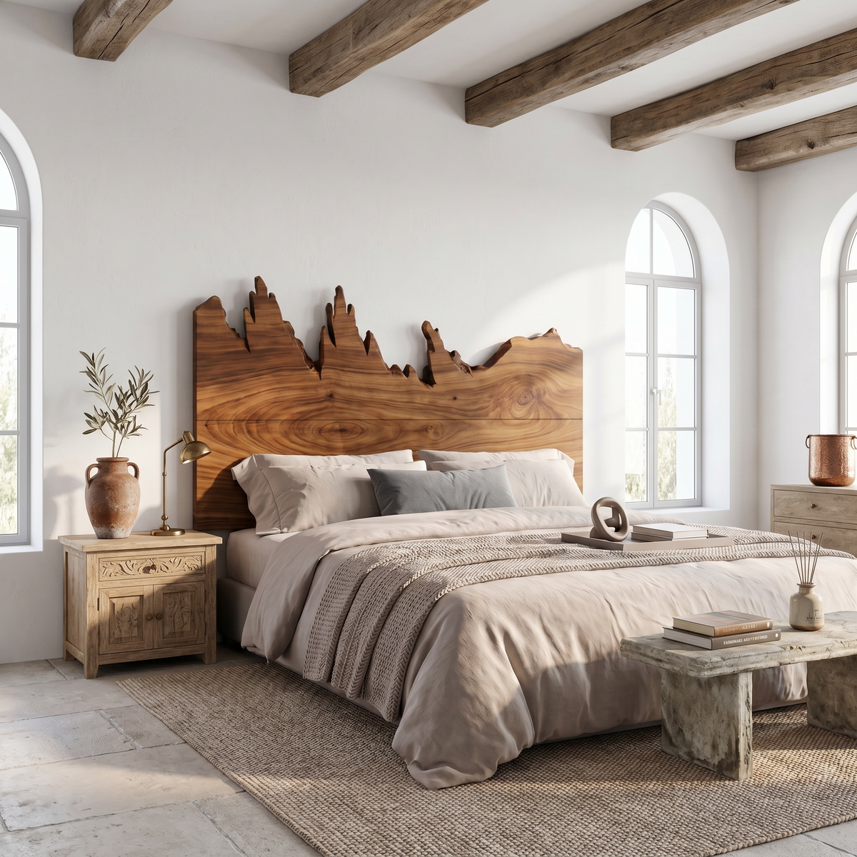 Rustic Mountain Ridge Headboard Wooden Bed Headboard For Bedroom