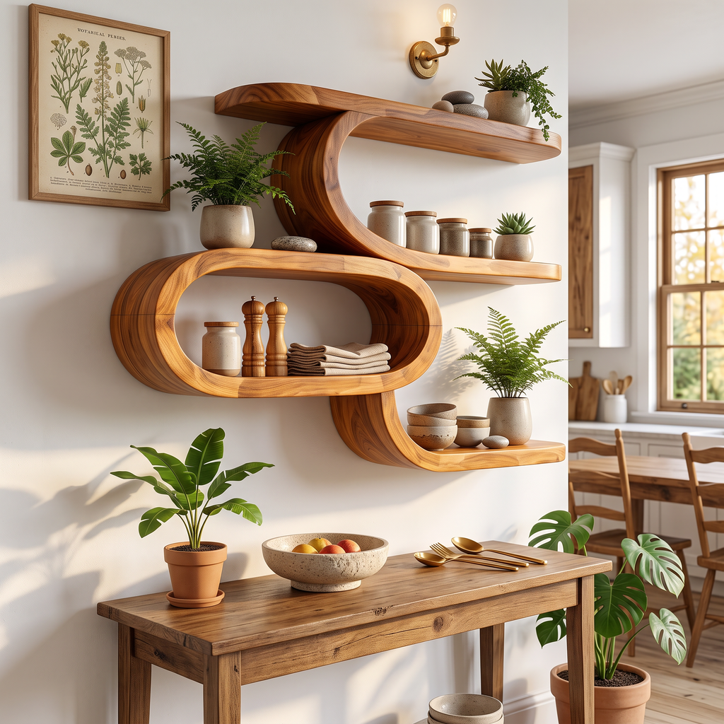 Farmhouse Wooden Floating Shelves For Kitchen