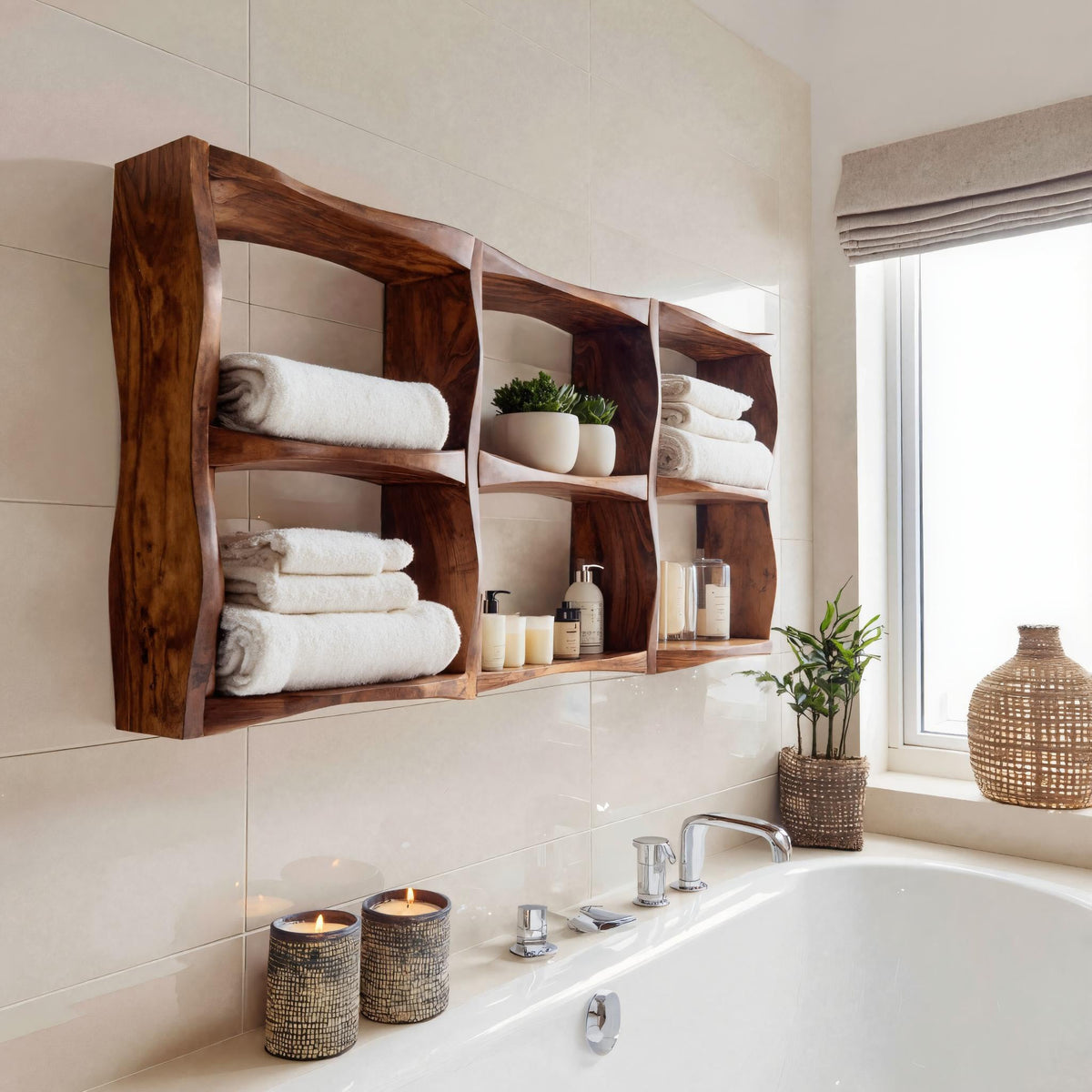 Organic Sculptural Wall Shelf For Modern Bathroom Interior