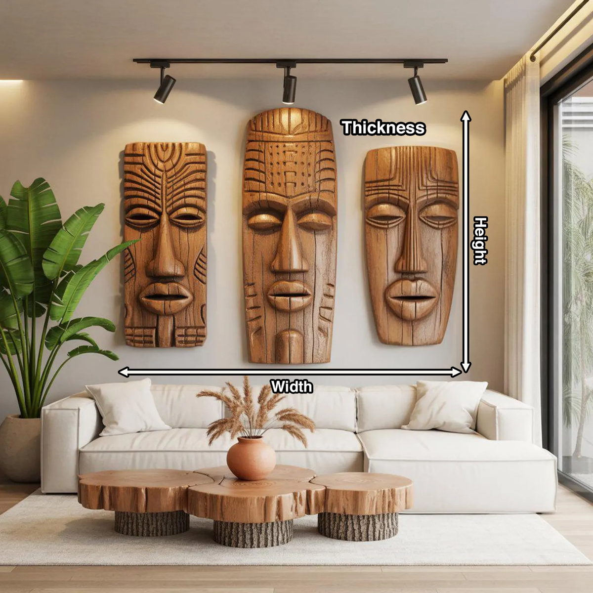 Tribal Wall Sculpture Set For Living Room Decor