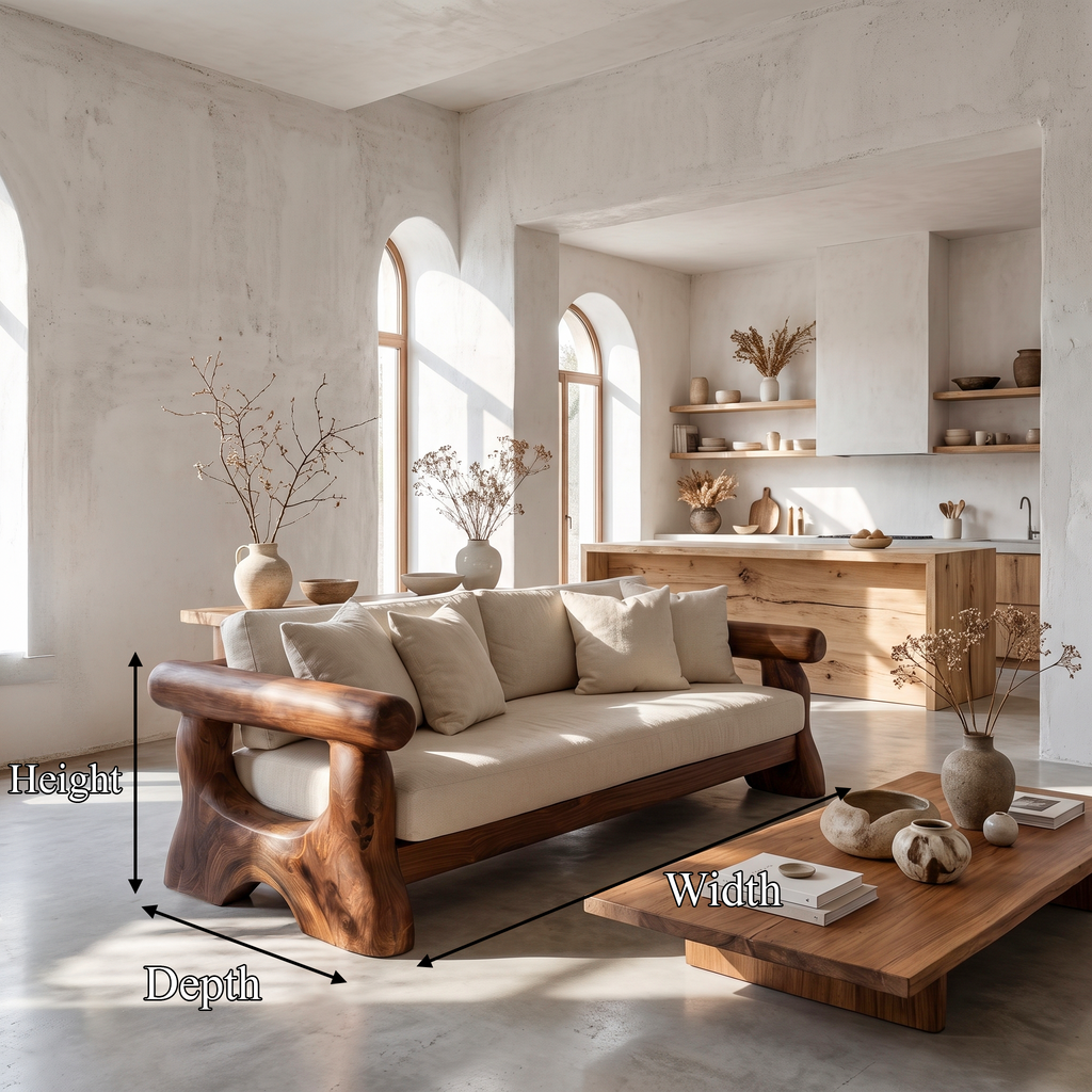 Rustic Sofa Frame With Handcrafted Tree Trunk Design For Living Room