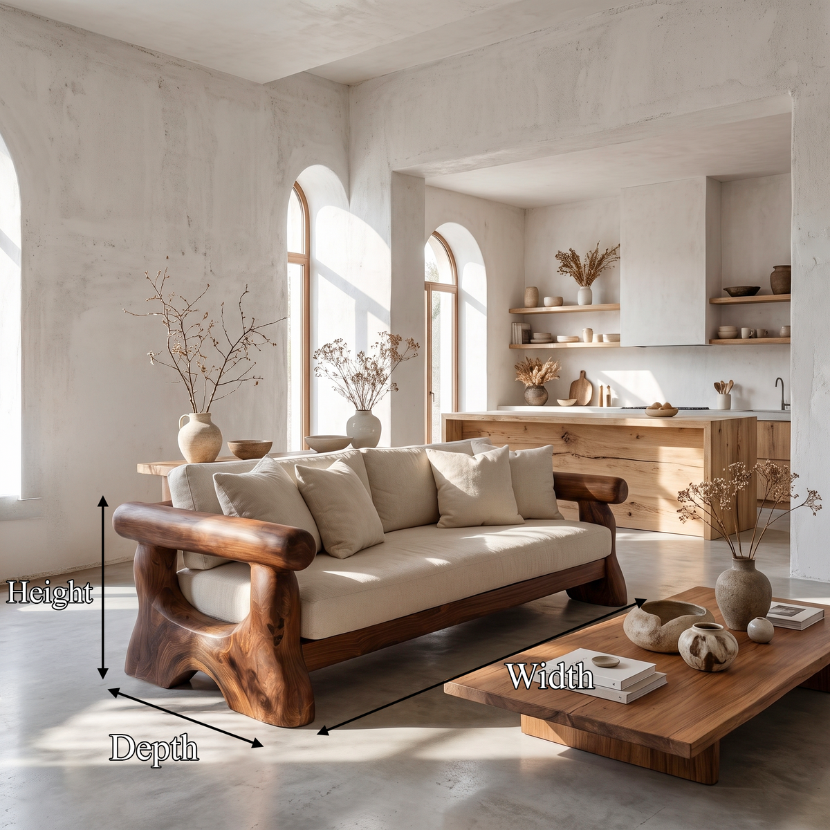 Rustic Sofa Frame With Handcrafted Tree Trunk Design For Living Room