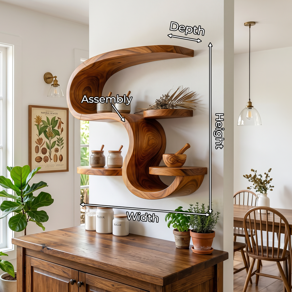 Rustic Wooden Wall Mounted Shelves For Kitchen