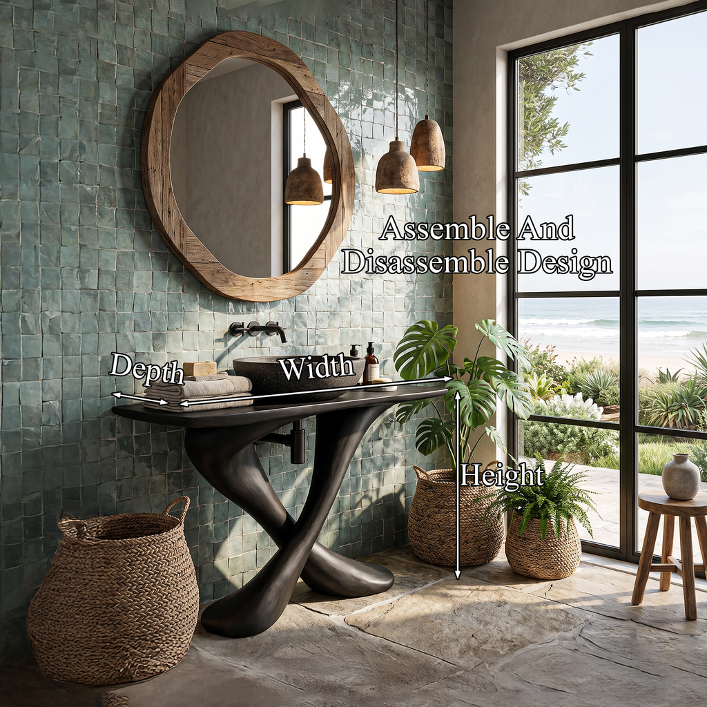 Organic Bathroom Vanity With Sculptural Tree Trunk Base For Bathroom