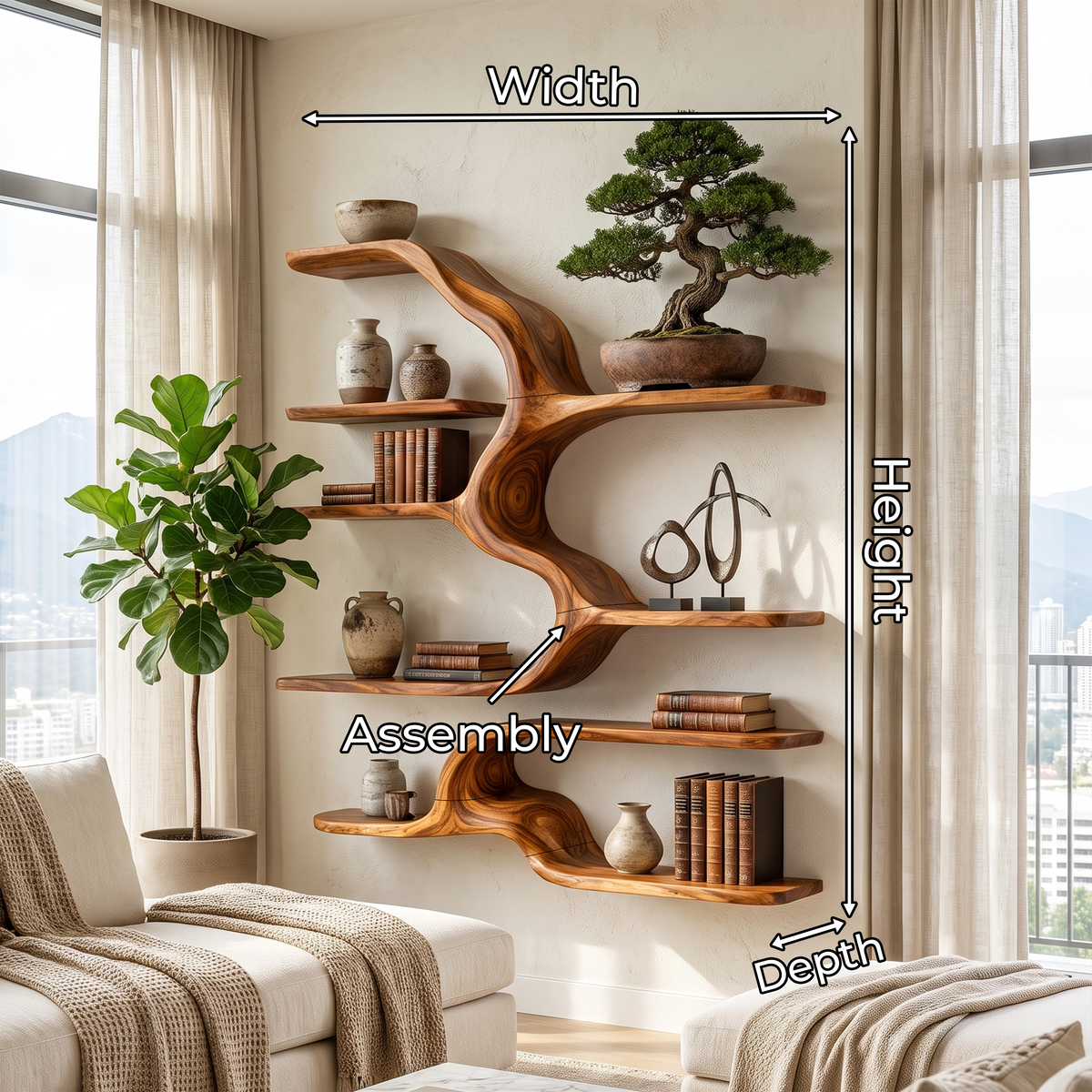 Japandi Floating Display Shelves For Living Room