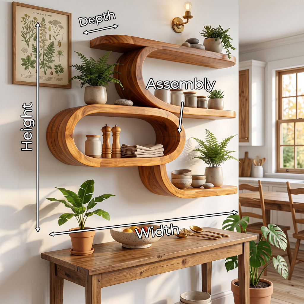 Farmhouse Wooden Floating Shelves For Kitchen