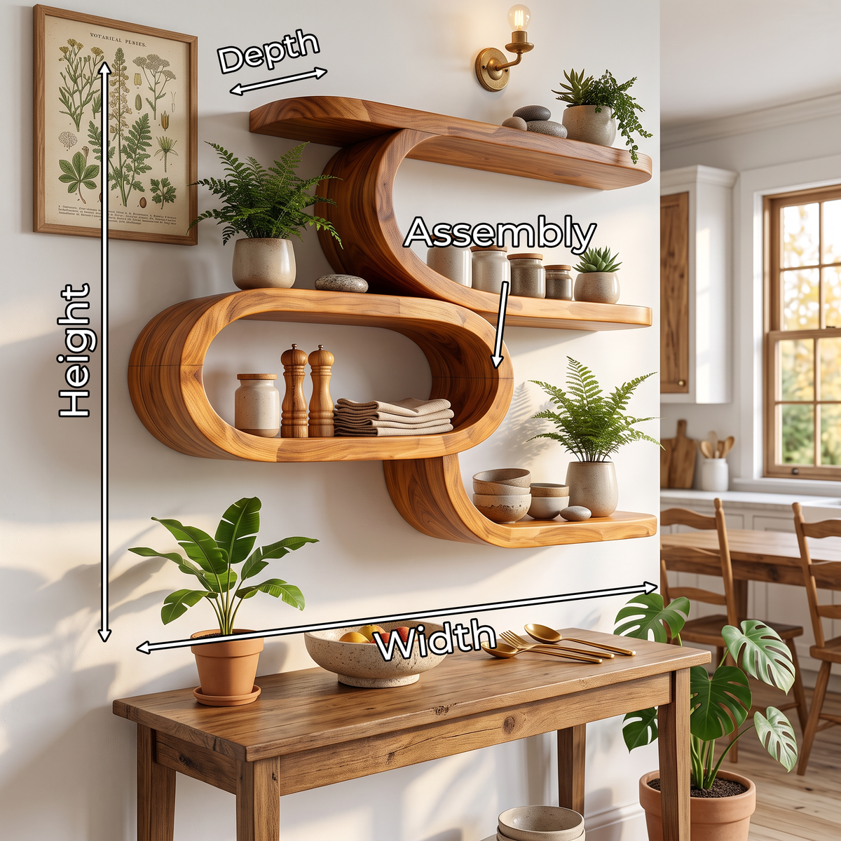 Farmhouse Wooden Floating Shelves For Kitchen