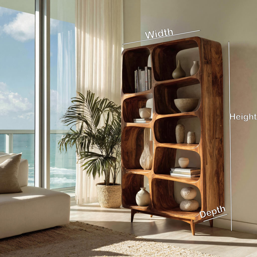 Contemporary Solid Wood Bookshelf For Coastal Interior
