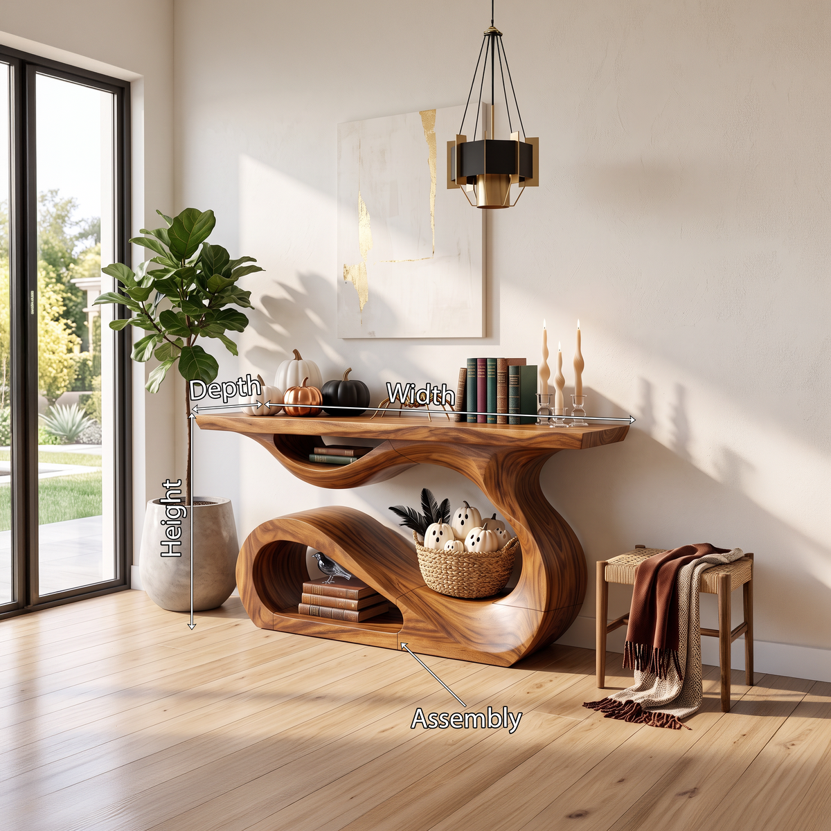 Mid Century Flowing Base Sofa Table For Halloween Furniture