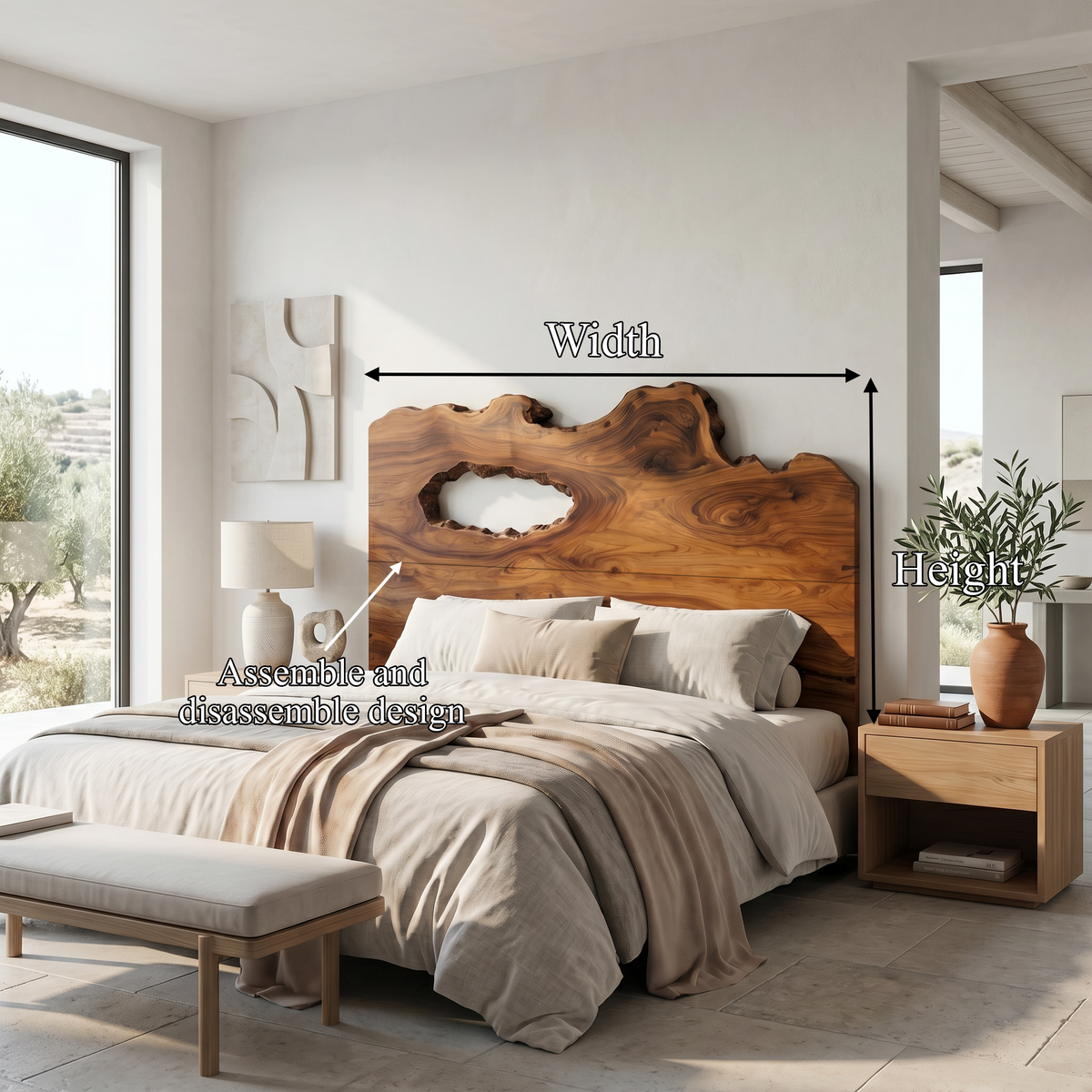 Rustic Natural Knot Headboard Wooden Bed Headboard For Bedroom