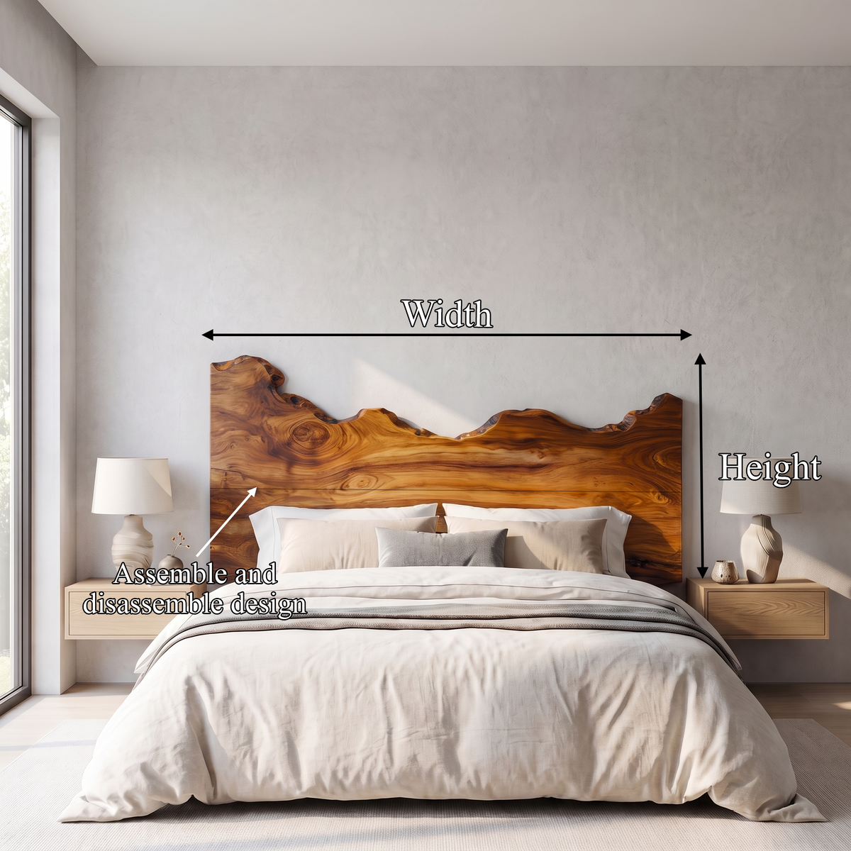 Contemporary Live Edge Wood Headboard For Bedroom