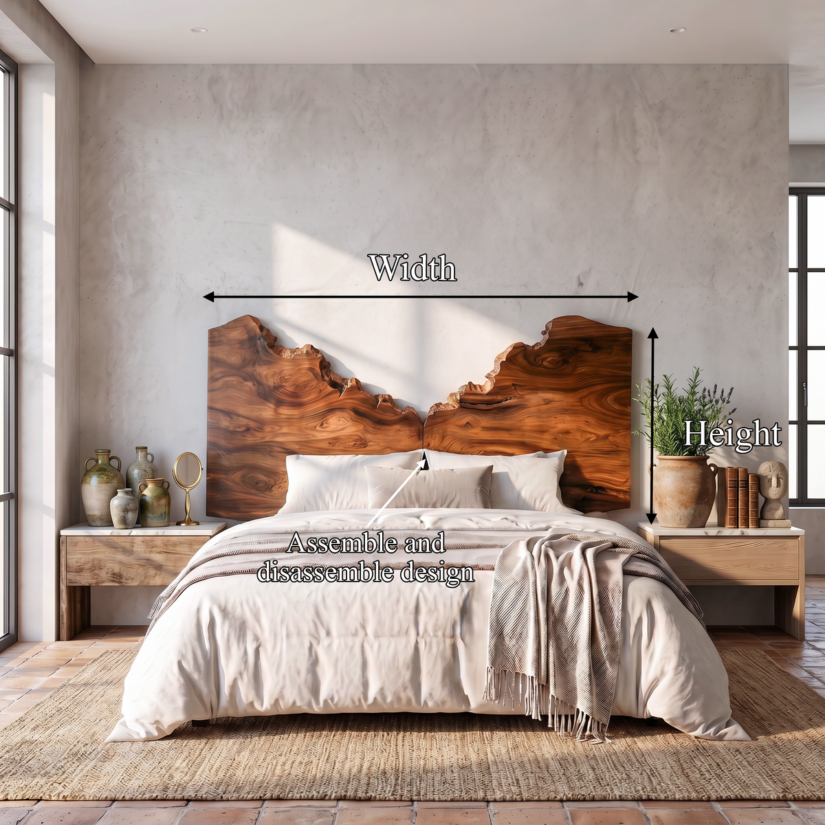Organic Live Edge Headboard Wooden Bed Headboard For Bedroom