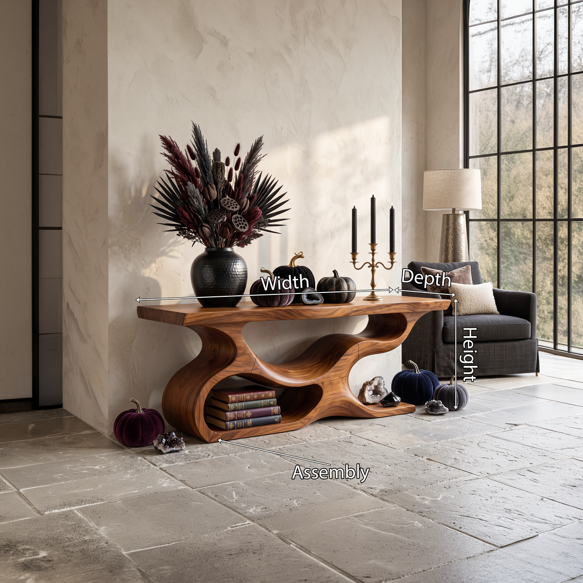 Mid Century Rooted Sofa Table For Rustic Halloween Furniture