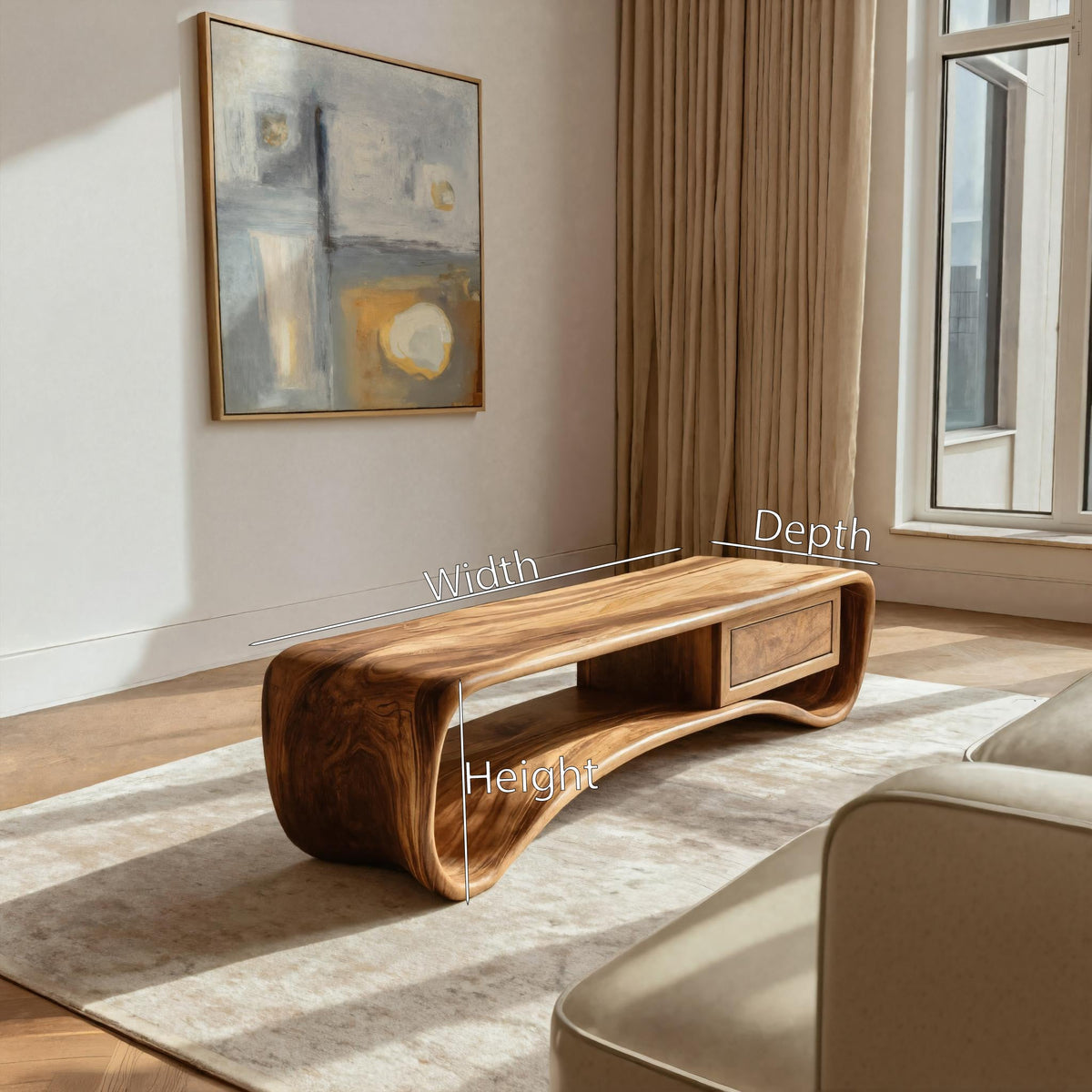 Handcrafted Coffee Table Compact Design For Living Room