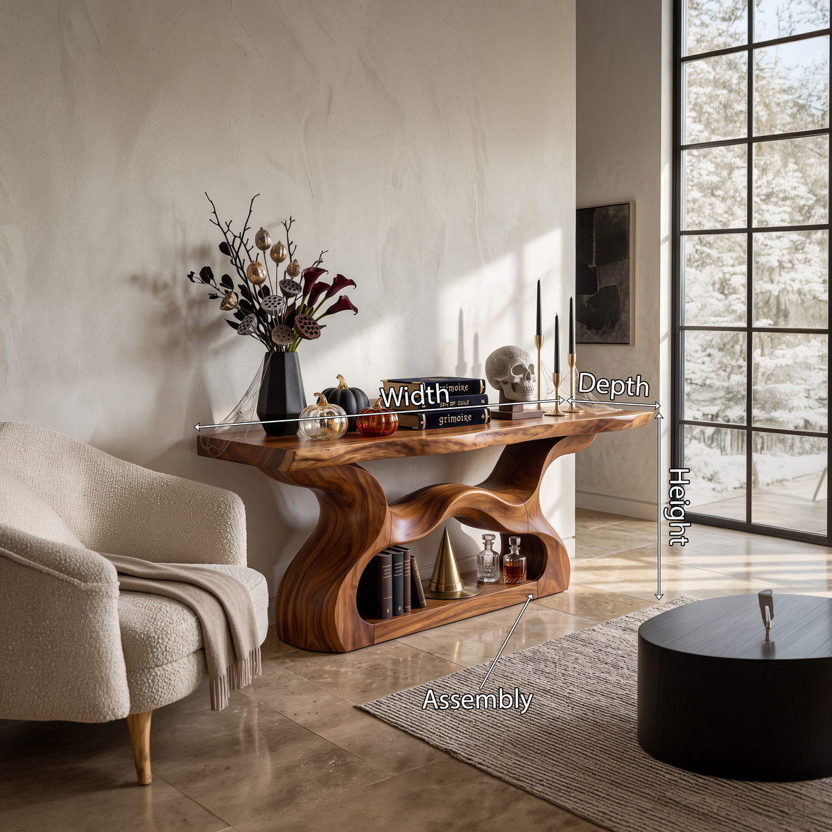 Contemporary Woodland Display Table For Halloween Home Decor