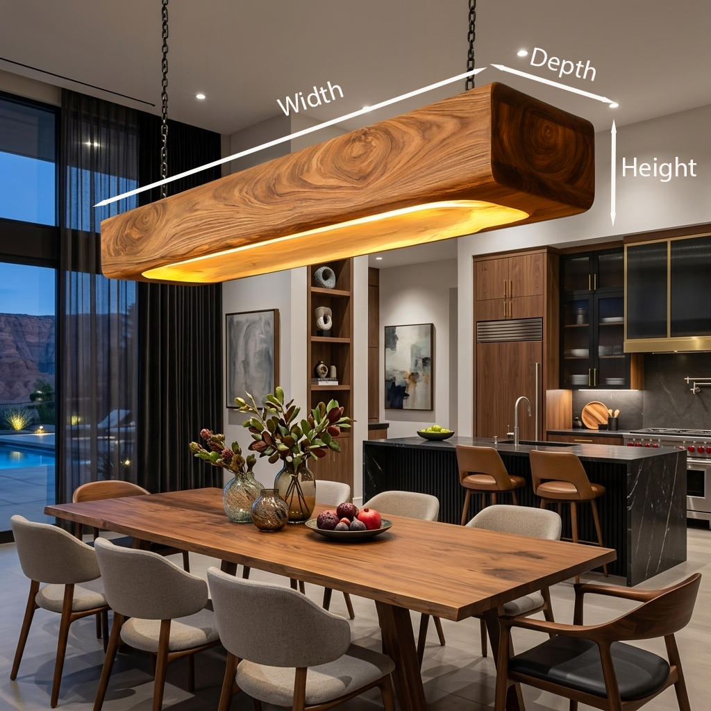 Organic Sculptural Wooden Hanging Light For Dining Room