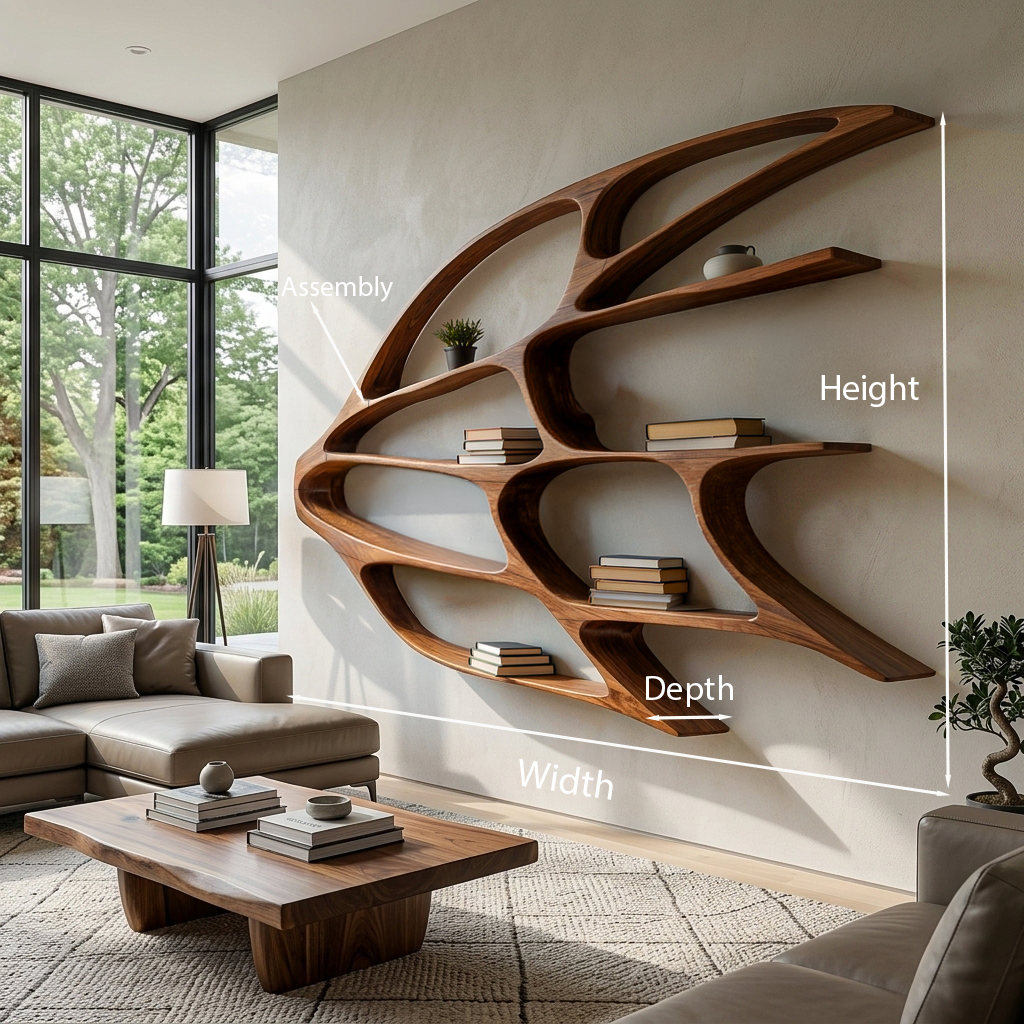 Handmade Wooden Wall Mounted Bookshelf For Home Living