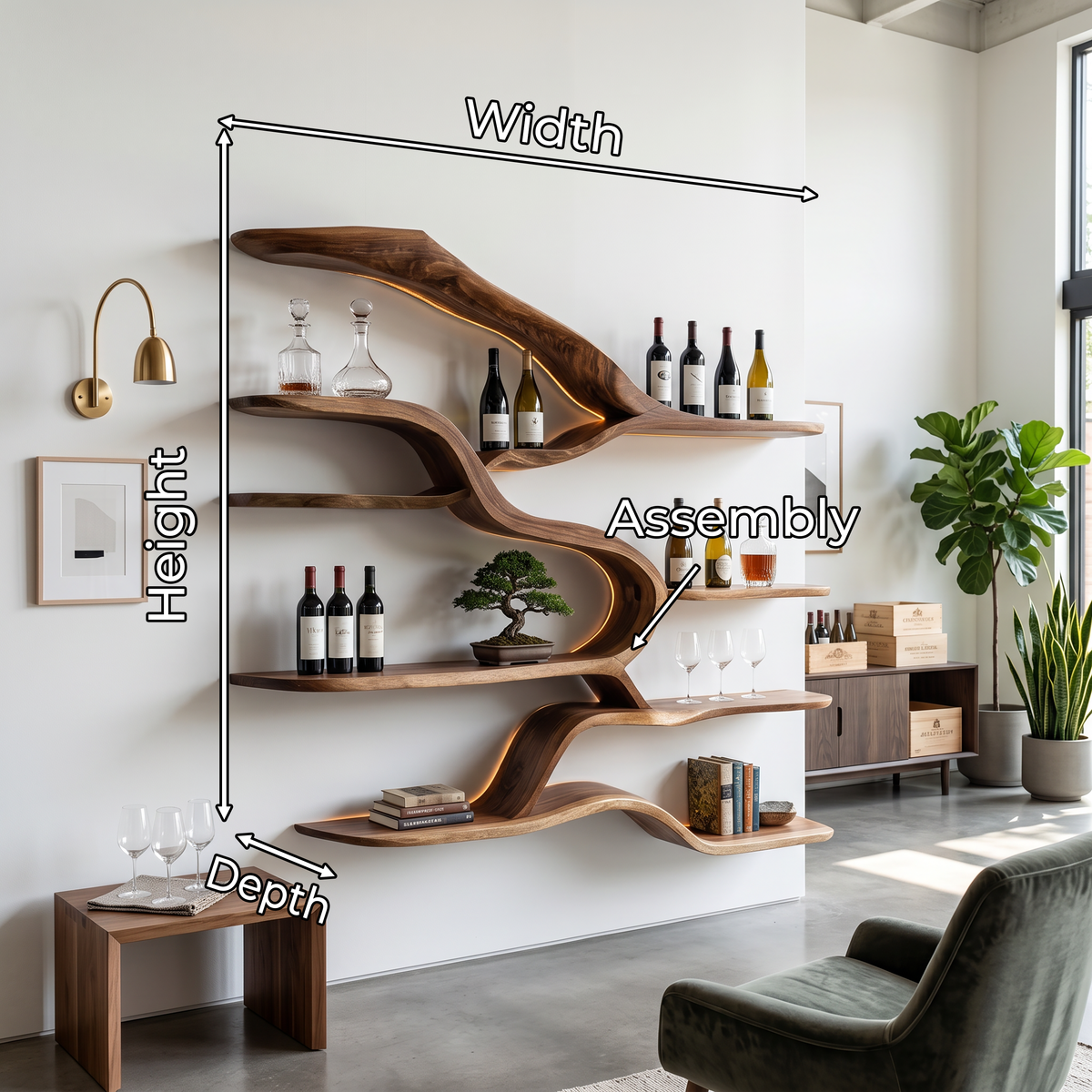 Modern Live Edge Floating Shelves For Home Bar