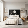 Organic Moon Cutout Headboard Wooden Bed Headboard For Bedroom