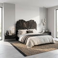 Modern Layered Leaf Headboard Wooden Bed Headboard For Bedroom