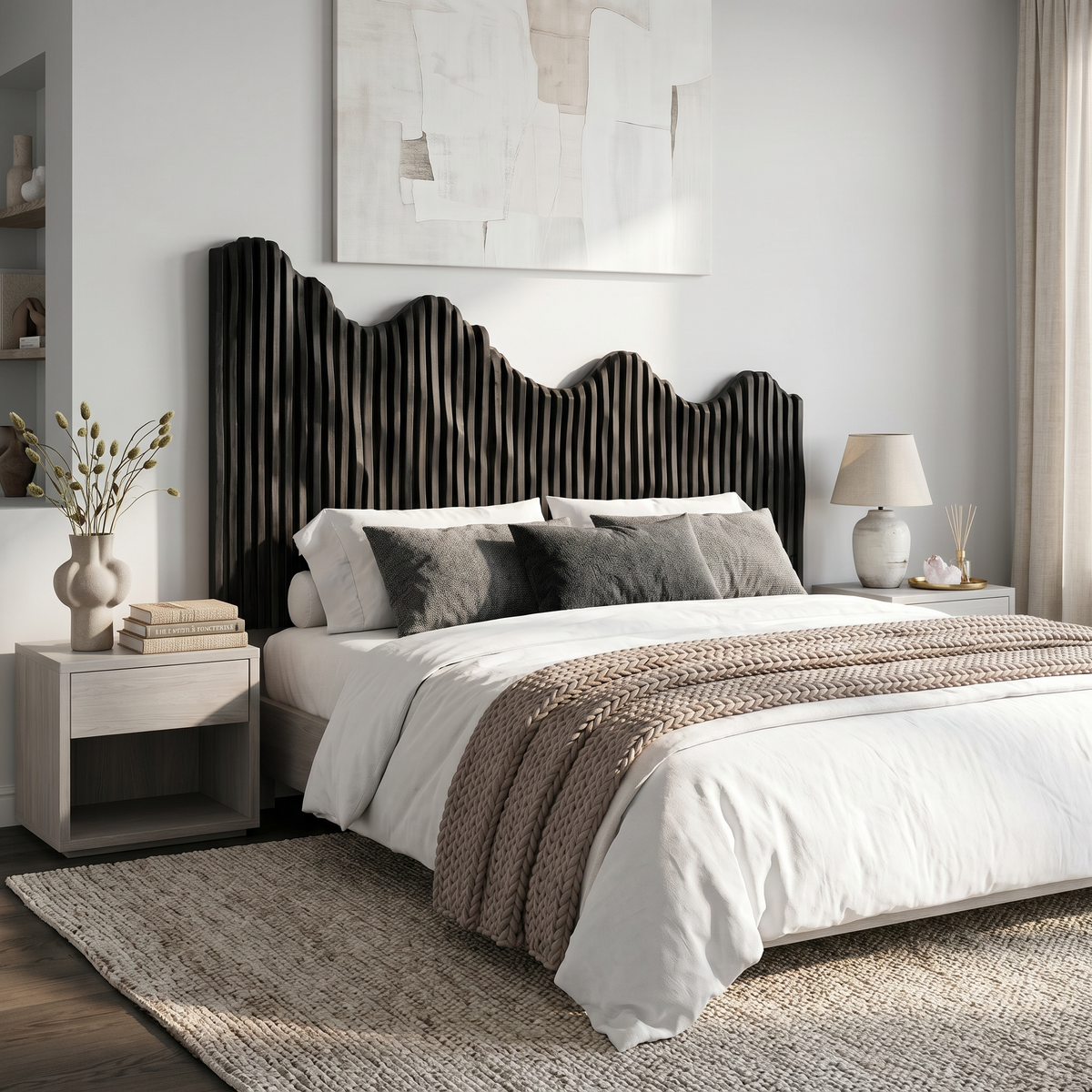 Organic Mountain Landscape Headboard Wooden Bed Headboard For Bedroom
