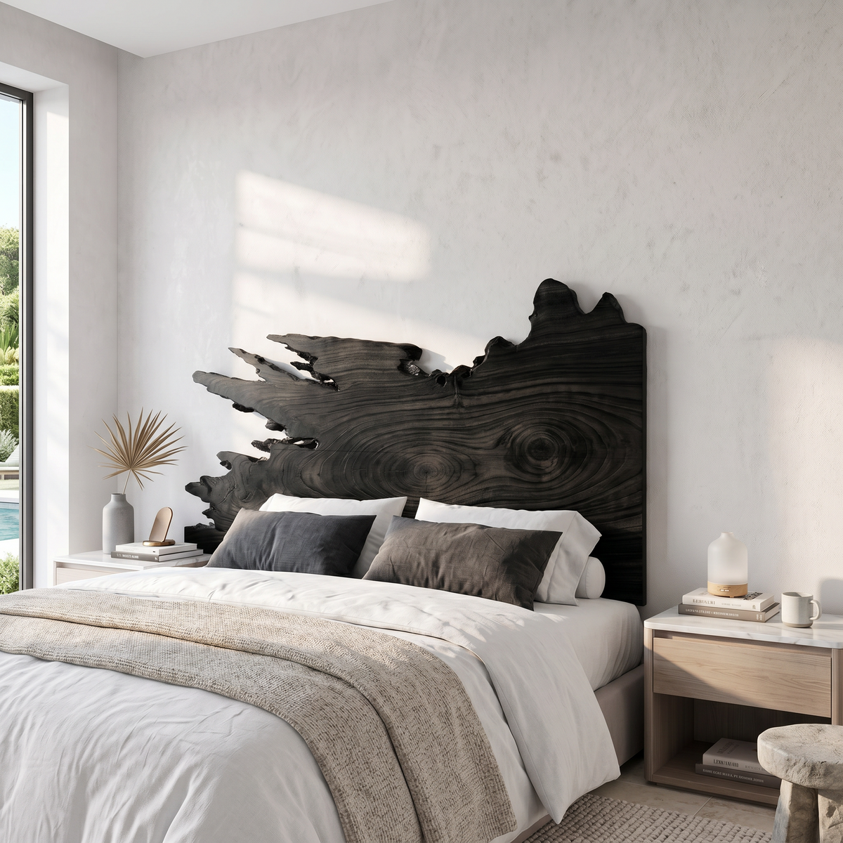 Organic Split Edge Headboard Wooden Bed Headboard For Bedroom