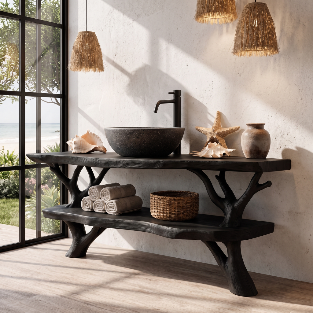 Natural Branch Bathroom Vanity Freestanding Sink Console