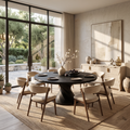 Scandinavian Round Dining Table With Spiral Base For Dining Room