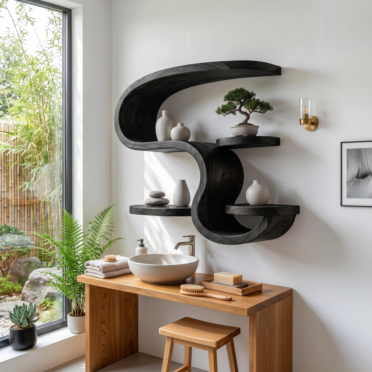Rustic Wooden Wall Mounted Shelves For Kitchen