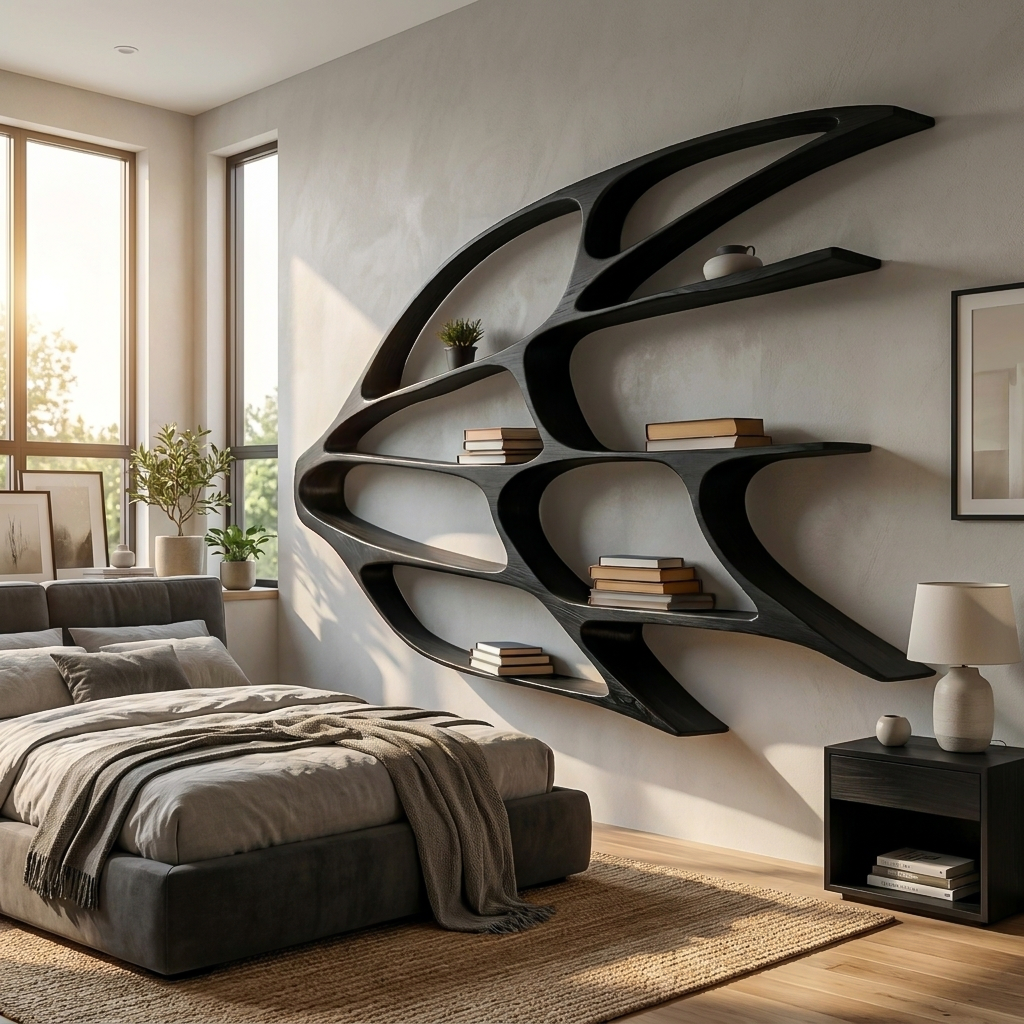 Handmade Wooden Wall Mounted Bookshelf For Home Living