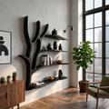 Organic Tree Branch Wall Mounted Shelves For Dining Room