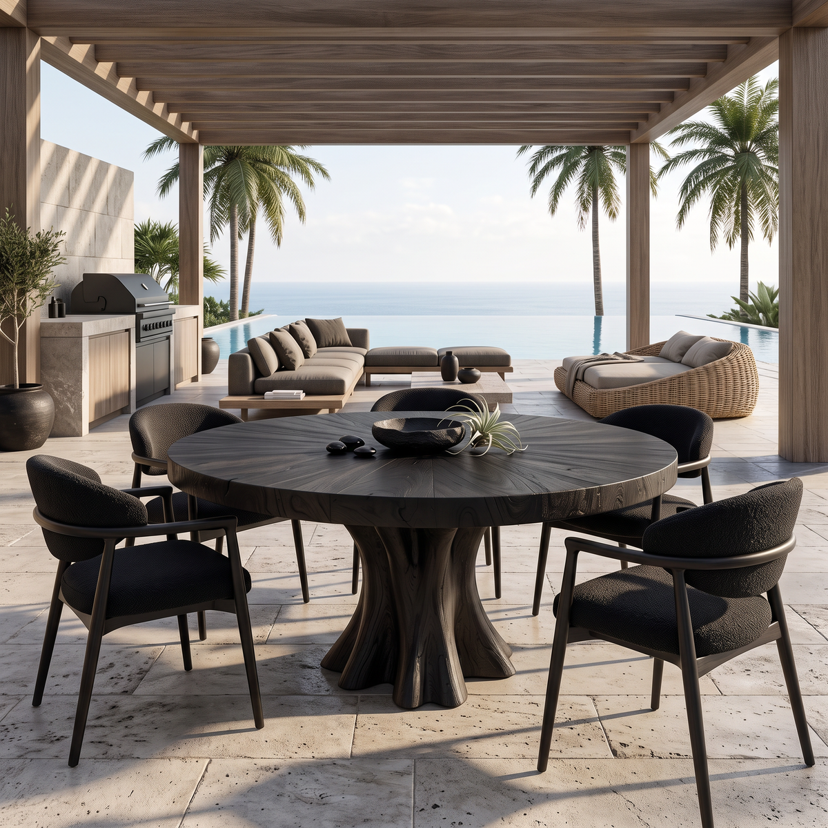 Modern Round Dining Table Organic Cluster Pedestal For Contemporary Kitchen