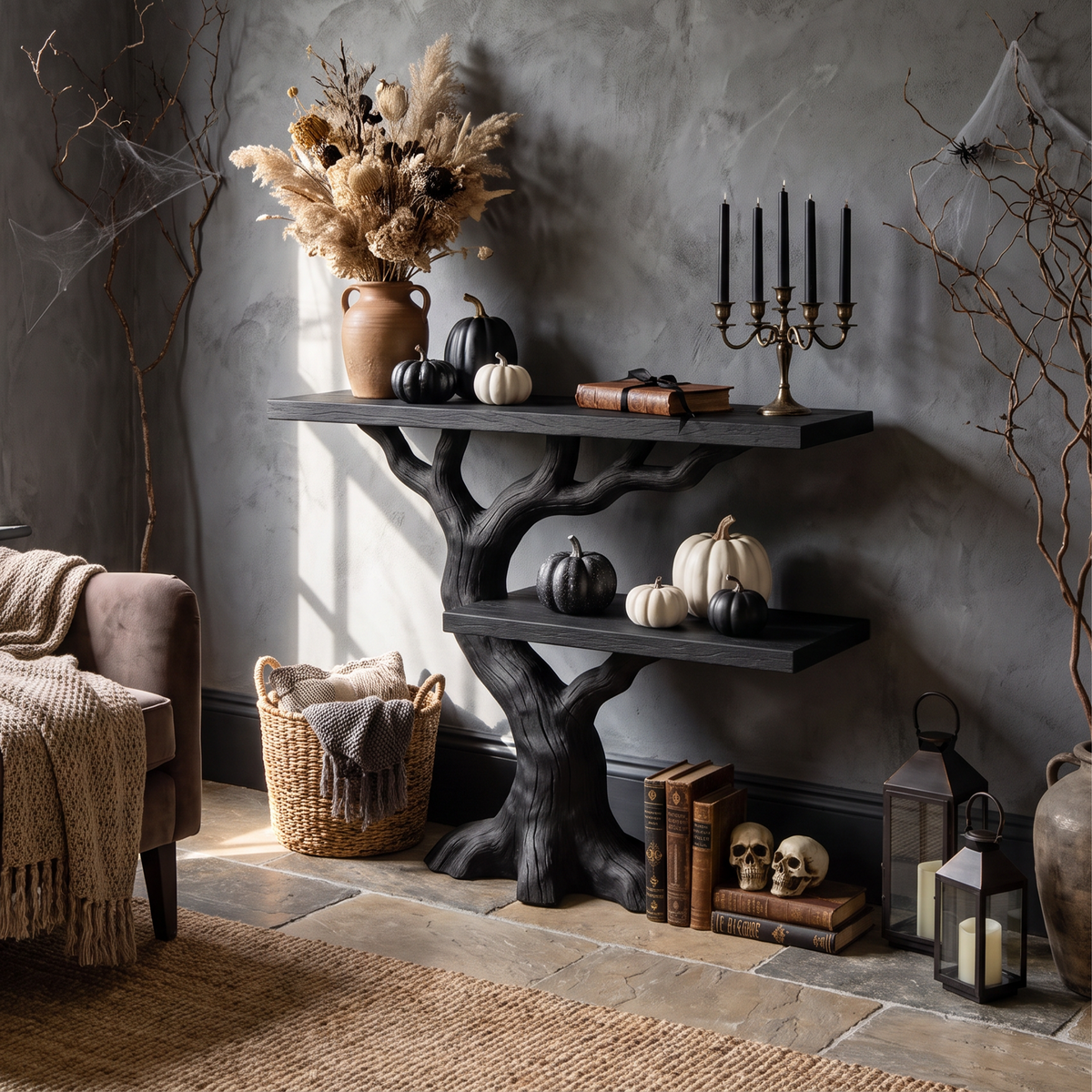 Modern Gnarled Branch Entryway Table For Vintage Halloween Decor