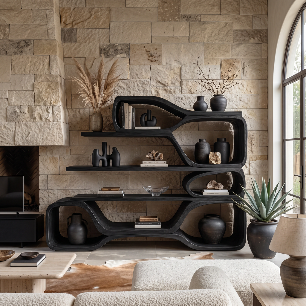 Curved Sculptural Bookshelf For Home Decor