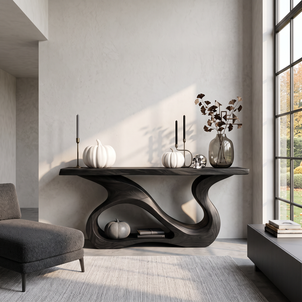 Contemporary Woodland Accent Table For Cozy Halloween Decor