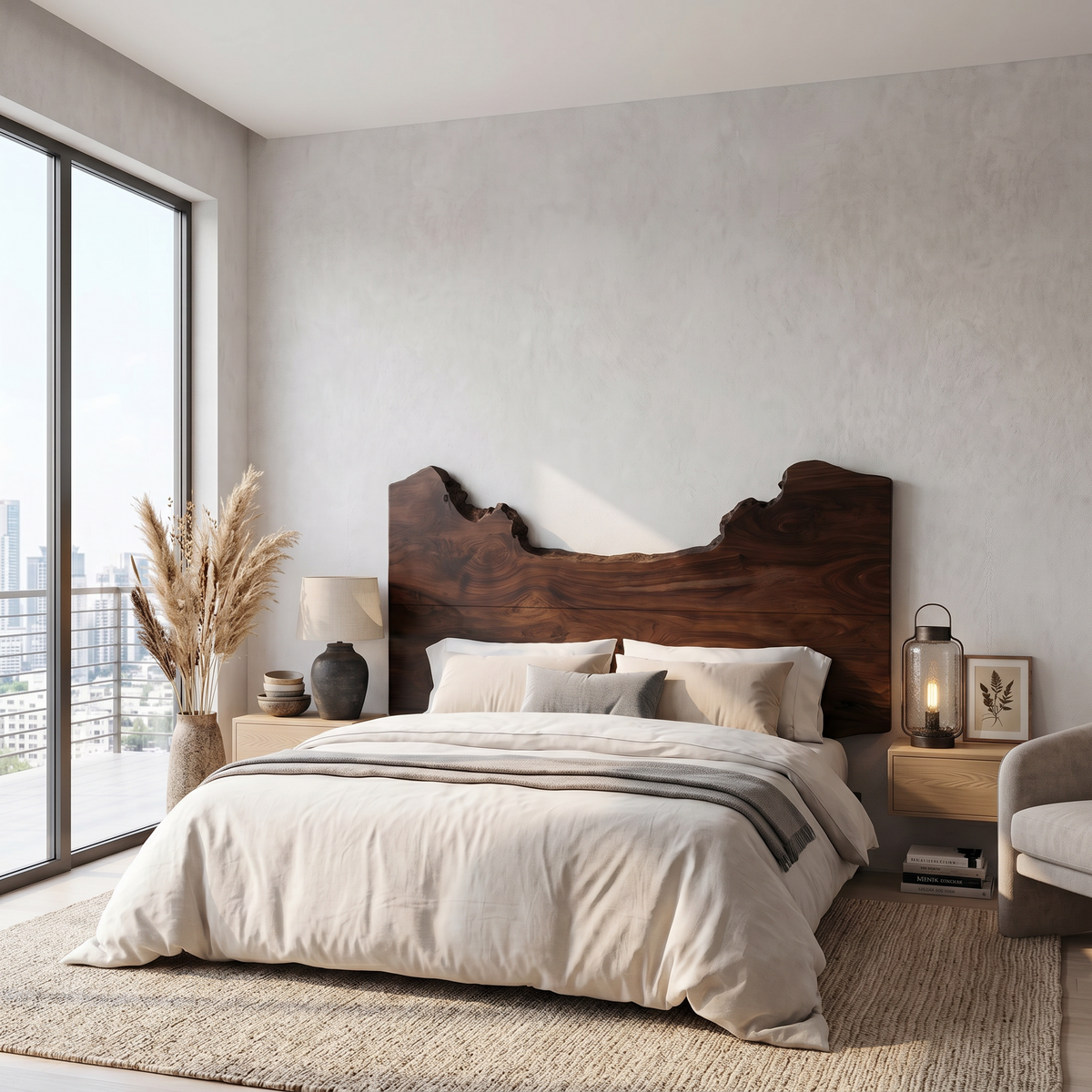 Natural Edge Headboard Wooden Bed Headboard For Bedroom