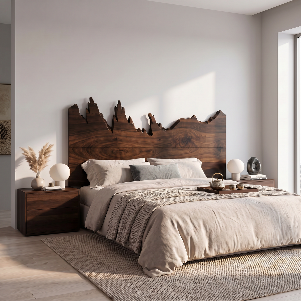 Rustic Mountain Ridge Headboard Wooden Bed Headboard For Bedroom