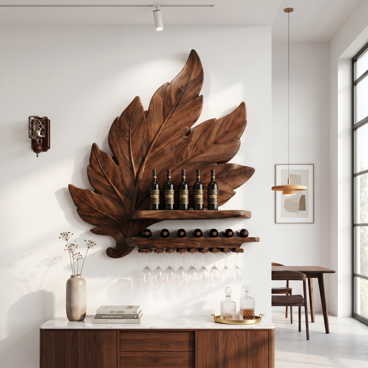 Handcrafted Industrial Wine Display Rack For Dining Room