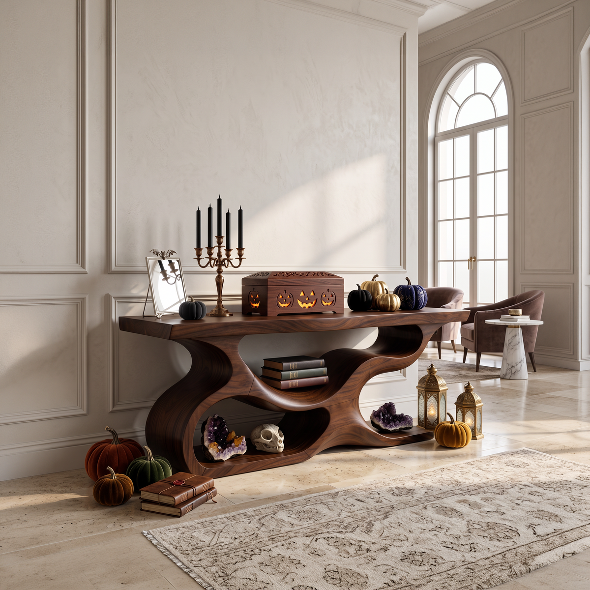 Mid Century Rooted Sofa Table For Rustic Halloween Furniture