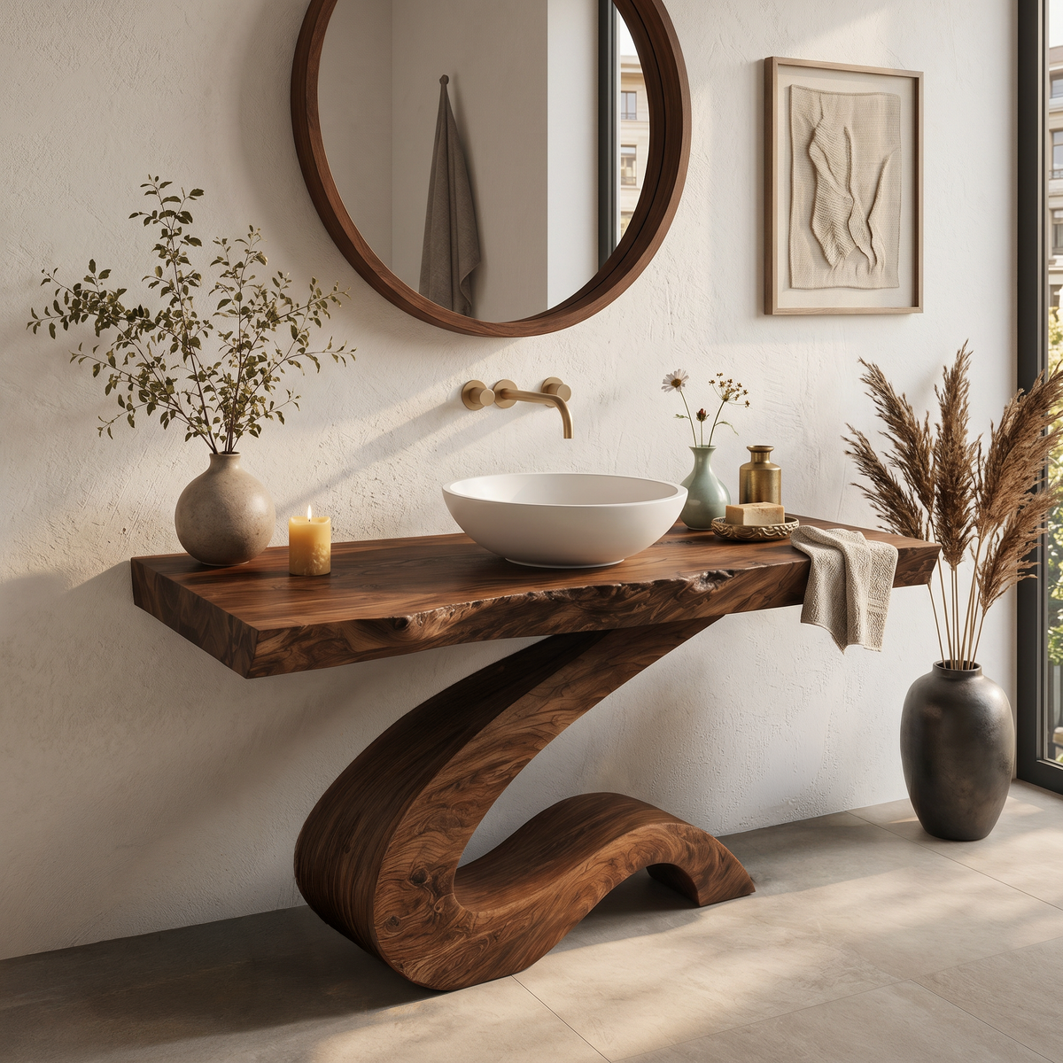 Luxury Bathroom Vanity With Organic S Curve Support For Bathroom