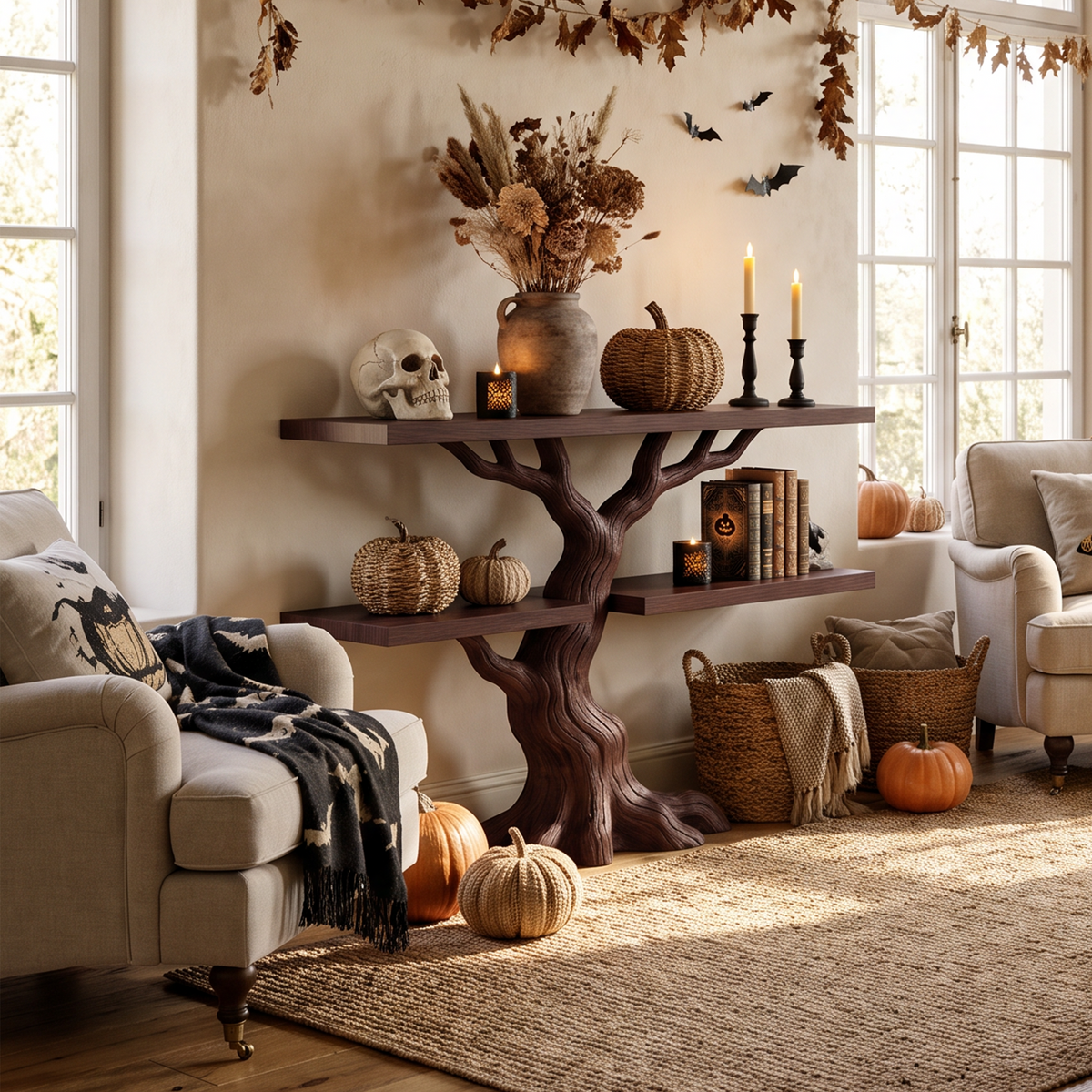 Mid Century Rooted Display Table For Gothic Halloween Furniture