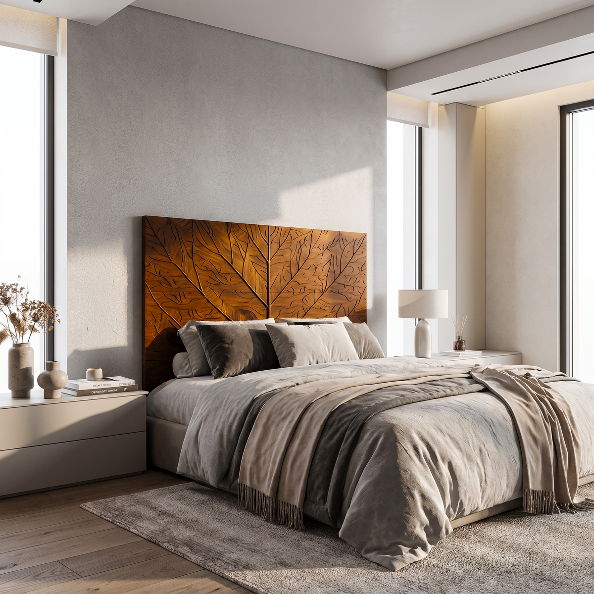 Contemporary Tree Ring Headboard Wooden Bed Headboard For Bedroom