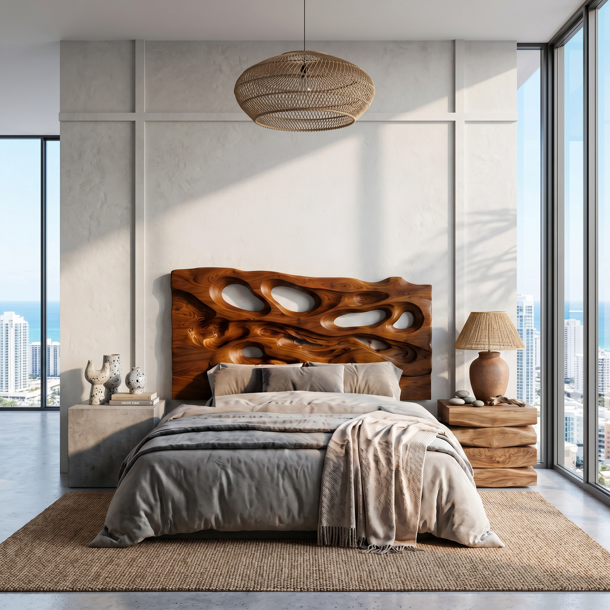 Contemporary Cutout Headboard Wooden Bed Headboard For Bedroom